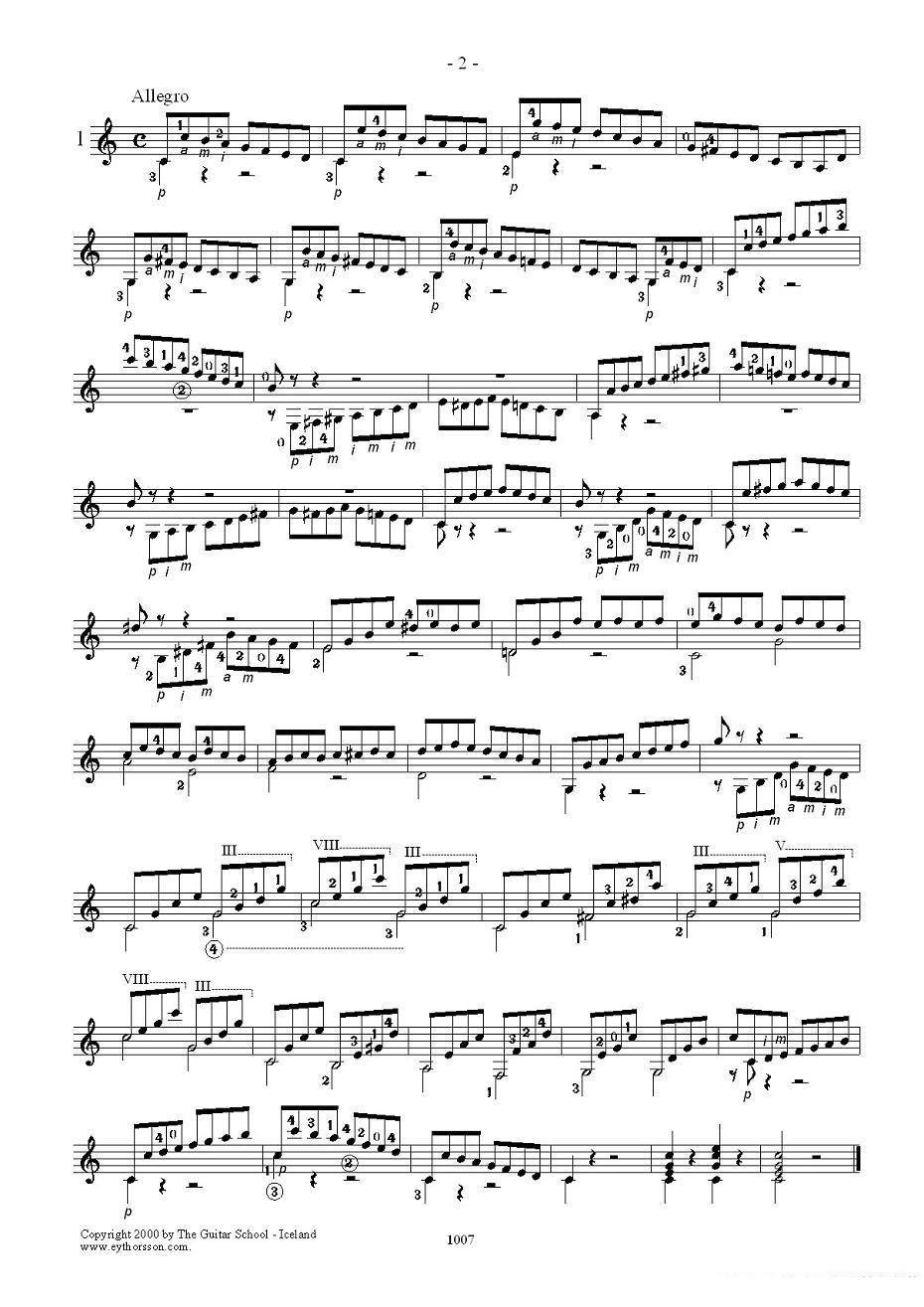 《卡尔卡席25首练习曲之1——5》吉他谱/六线谱（第2页）