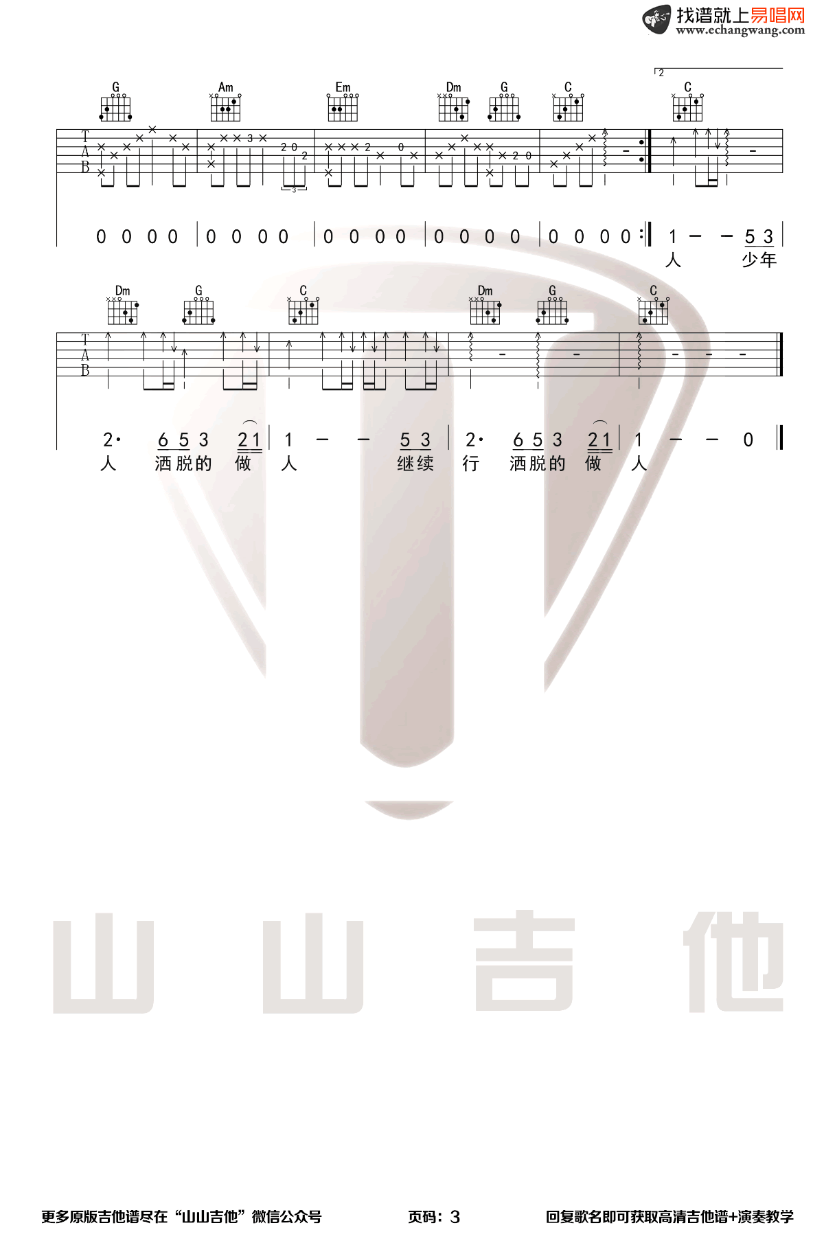张国荣《沉默是金》吉他谱-3
