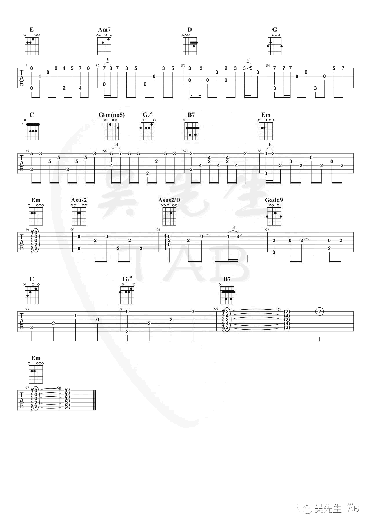 C调《车站》吉他谱简单的和弦 - 李健六线谱 - 吉他谱简谱 - 吉他简谱
