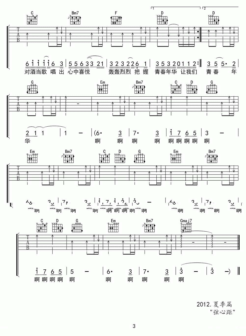 动力火车《当》吉他谱/六线谱（第3页）